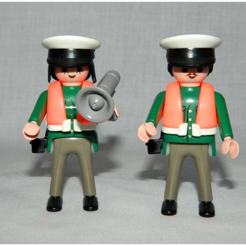 Playmobil Customs Law Enforcement Figures Lot 2 Water Marine 1997 Orange Vests